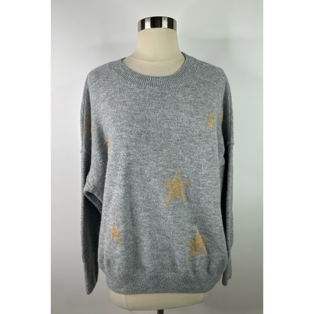 Vince Camuto Stars Print Crew Neck Long Sleeve Sweater